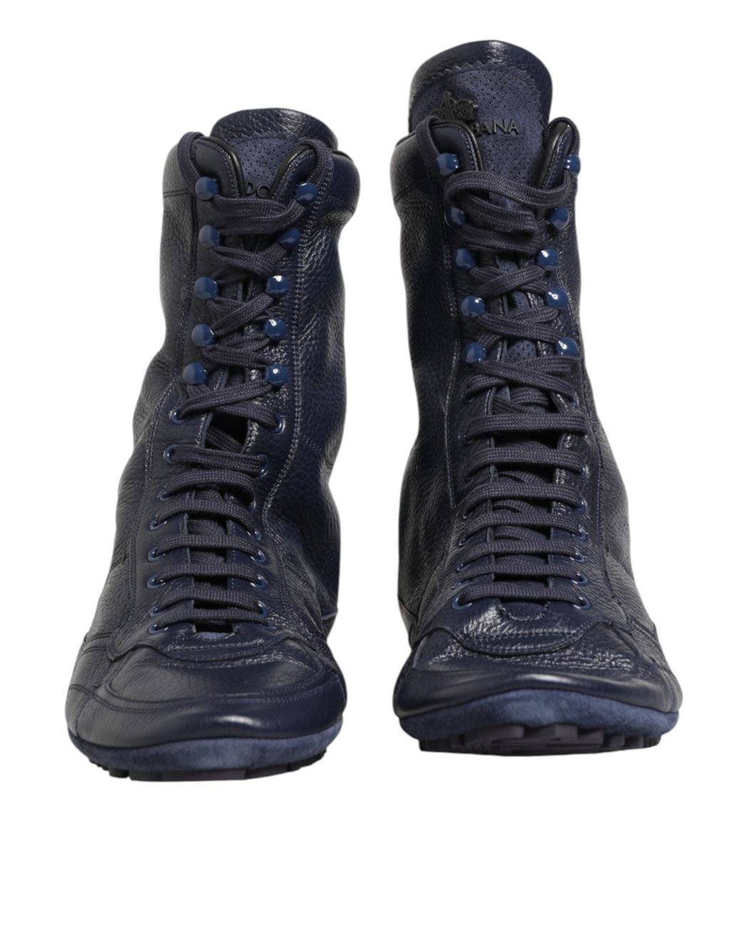Dolce & Gabbana Dark Blue Deer Leather Mid Calf Boots Shoes for men
