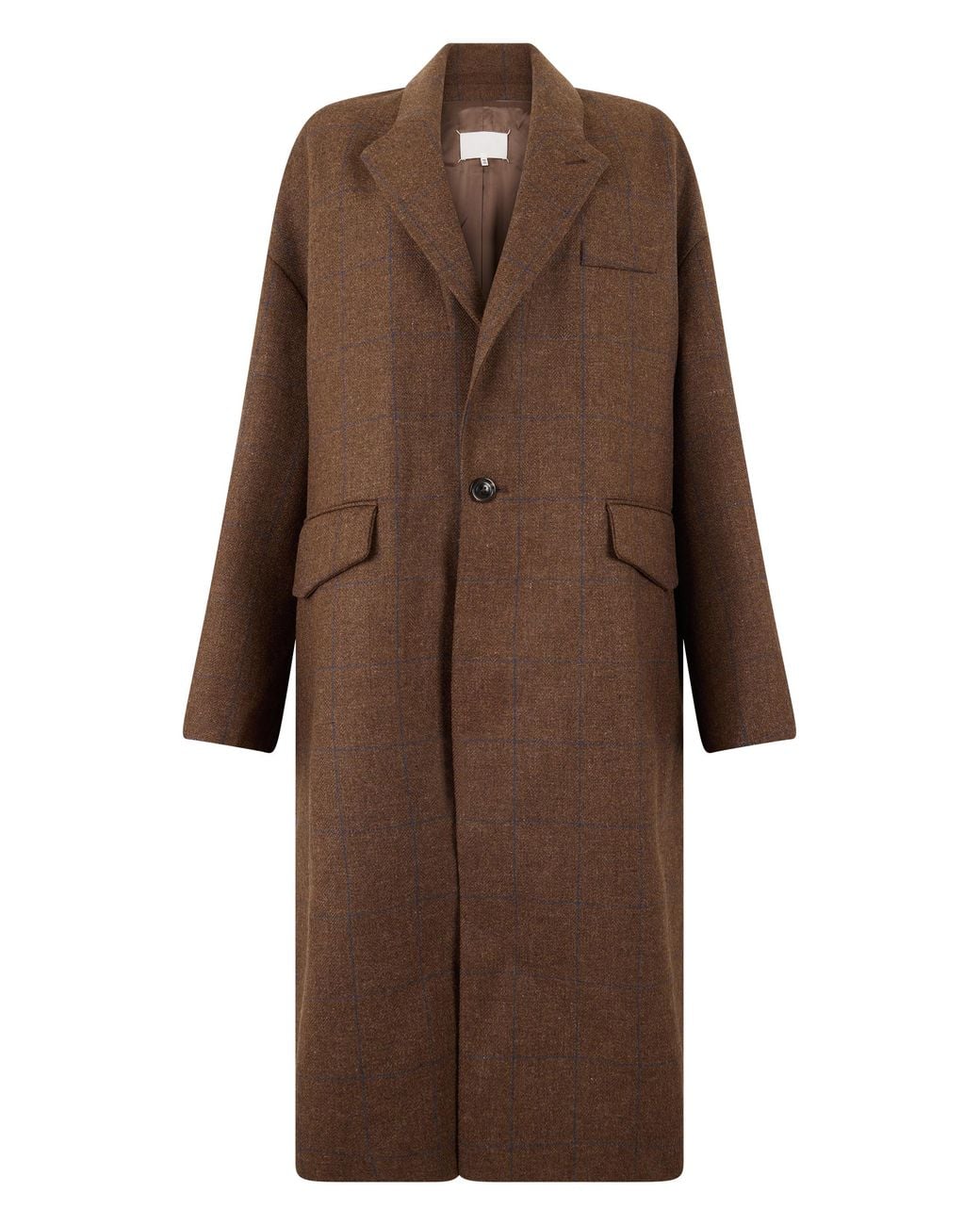 Maison Margiela Brown Long Pinstripe Wool Coat