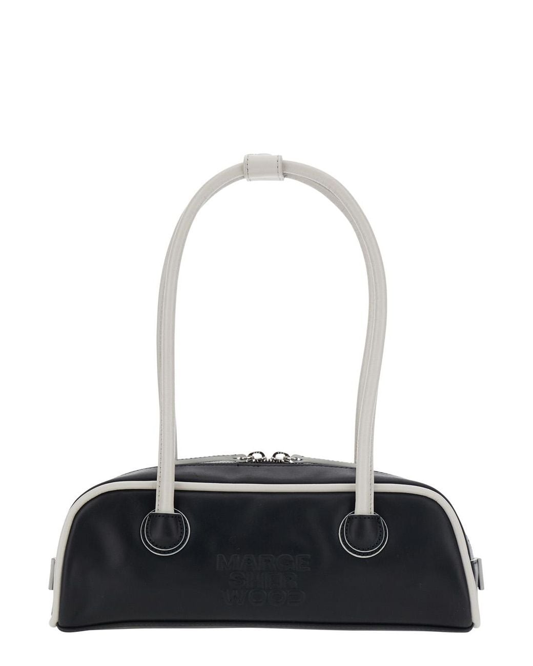 MARGE SHERWOOD White Shoulder Bag Soft Baguette Mini (Piping)