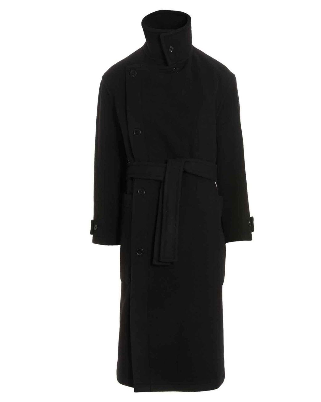 Lemaire Double-breasted Maxi Coat in Black for Men | Lyst