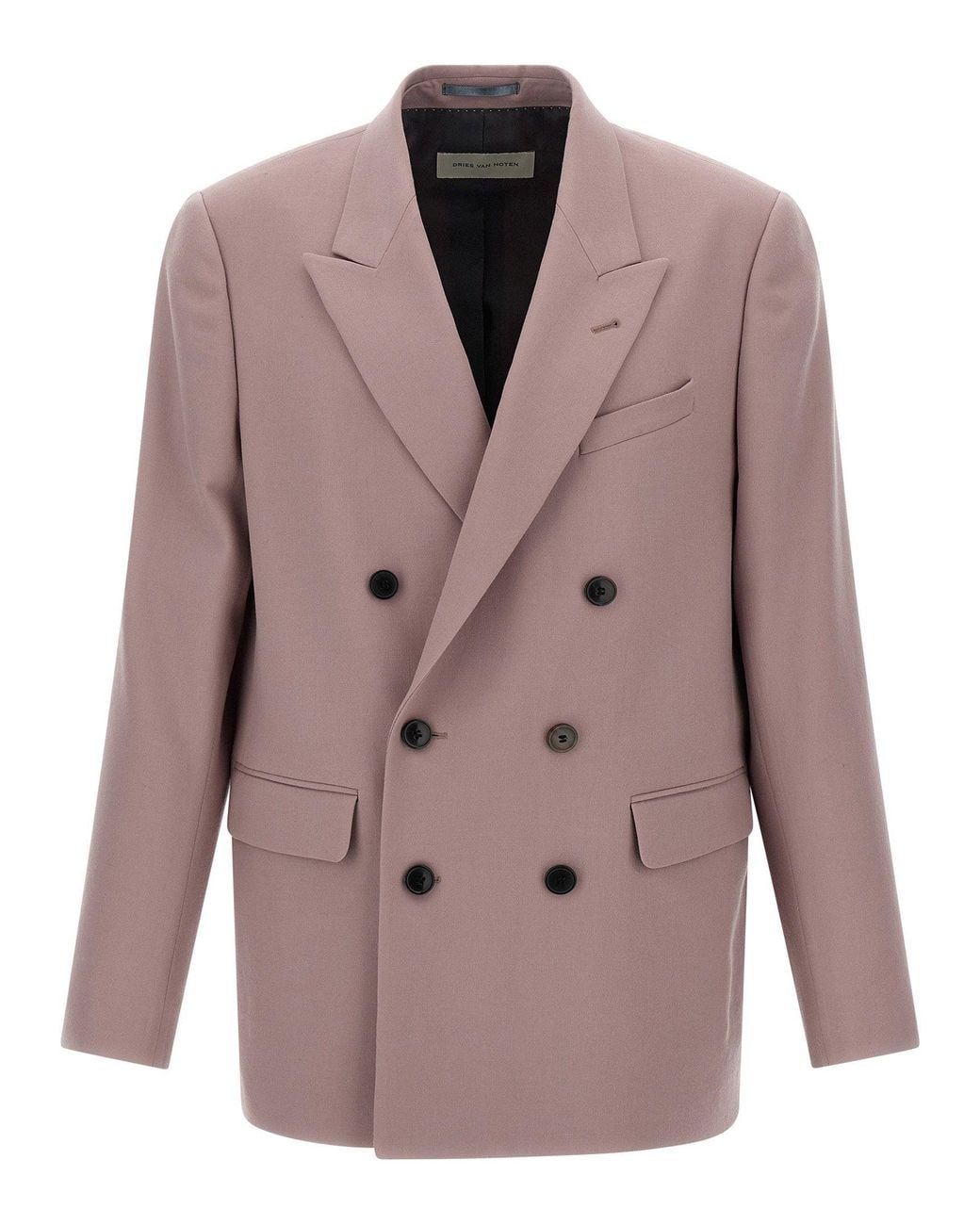 Dries Van Noten Purple Double-Breasted Wool Blazer