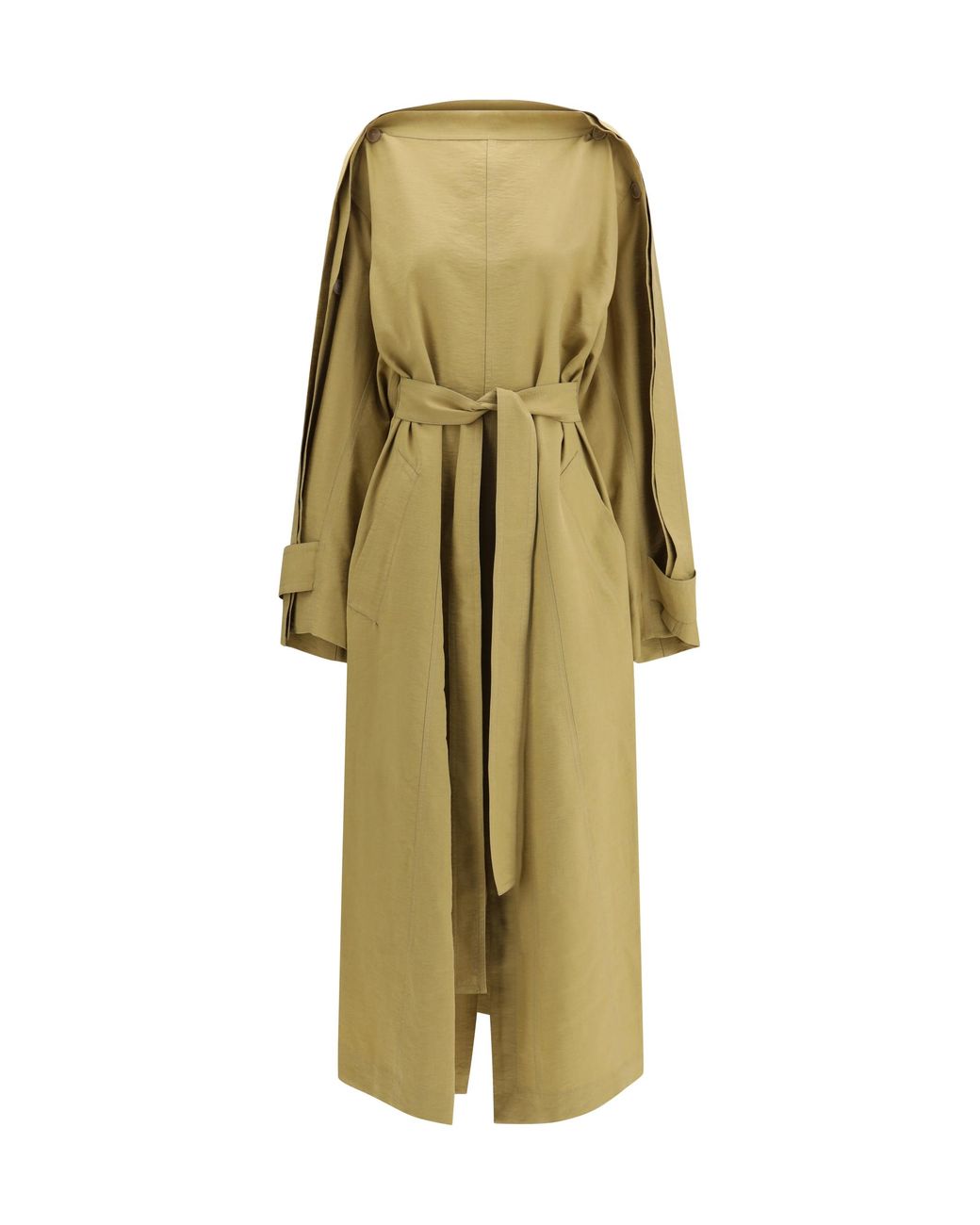 Petar Petrov Green Trench Coat Dress Lyocell; Polyester