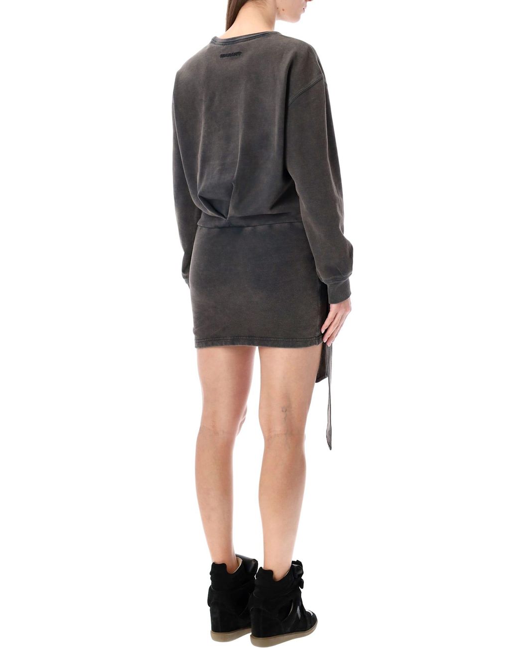 Isabel Marant Black Zae Cotton Mini Sweatshirt Dress