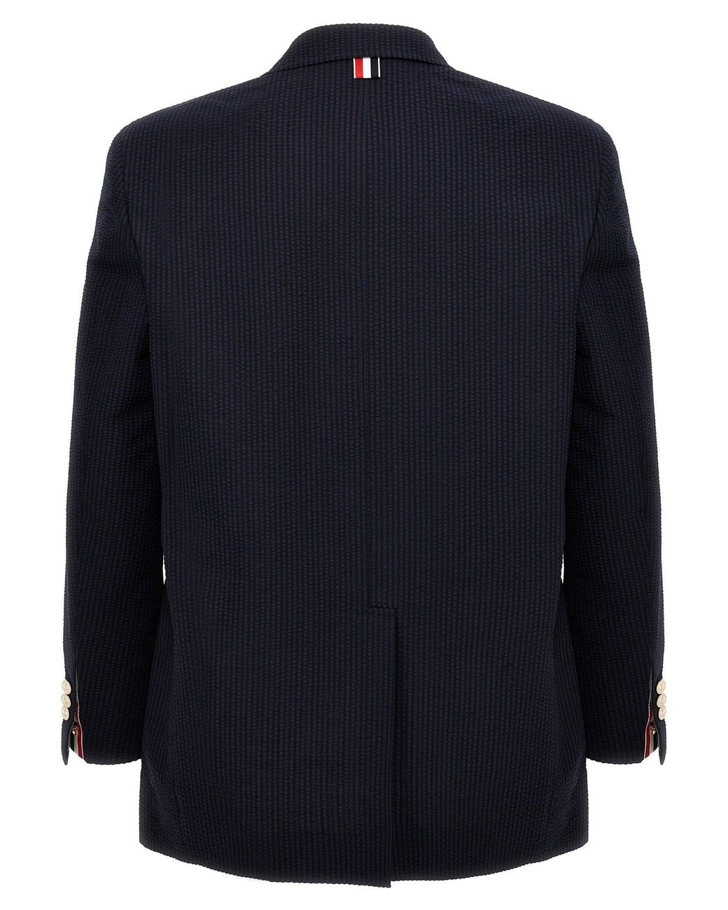 Thom Browne Blue Wool Seersucker Blazer