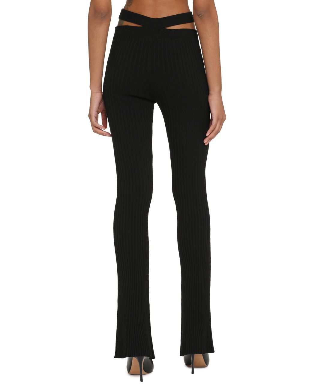 ANDREADAMO Blue Ribbed Knit Flared Trousers Viscose