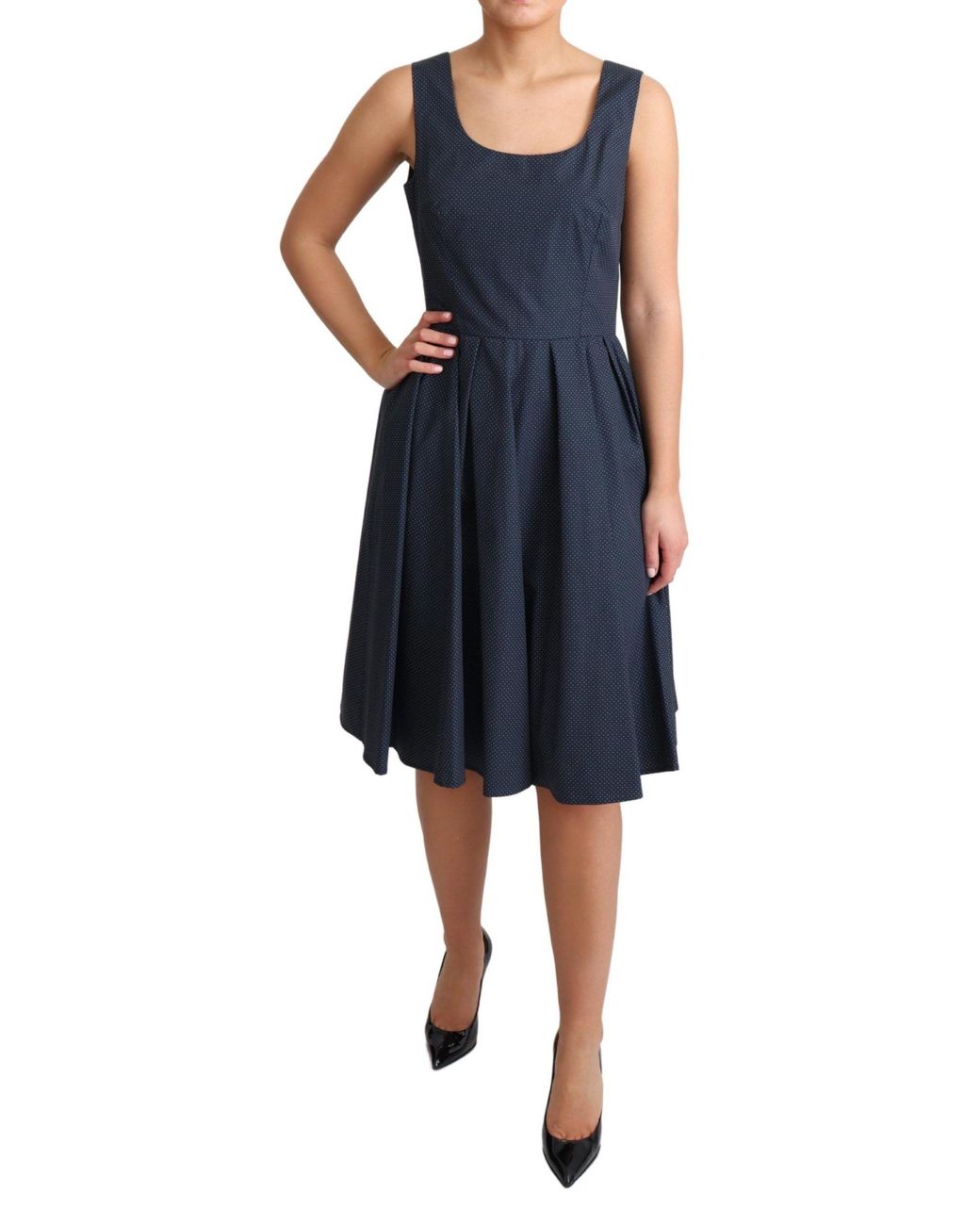 Dolce & Gabbana Blue Polka Dotted Cotton A-Line Dress