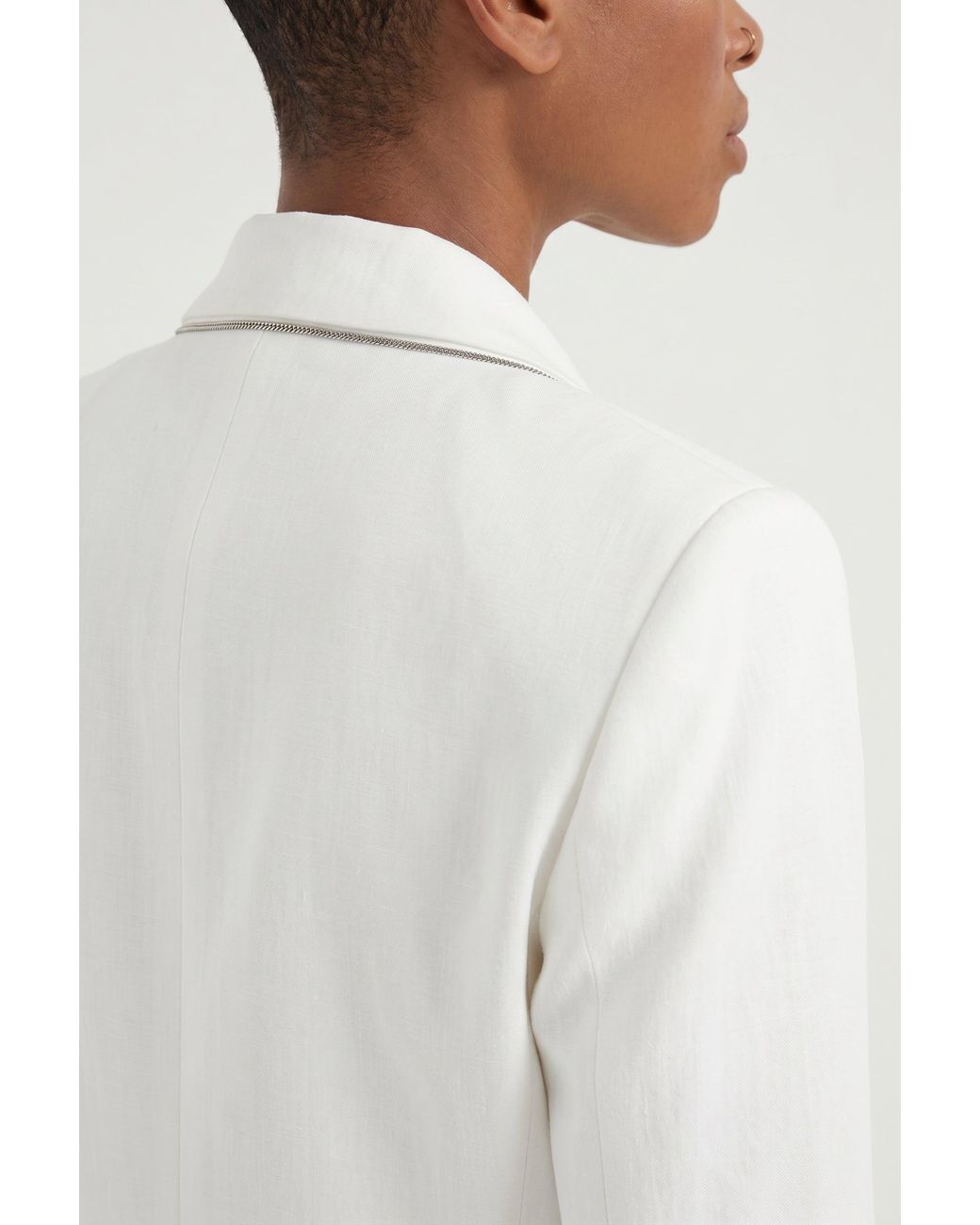 Brunello Cucinelli White Tailored Linen Blazer