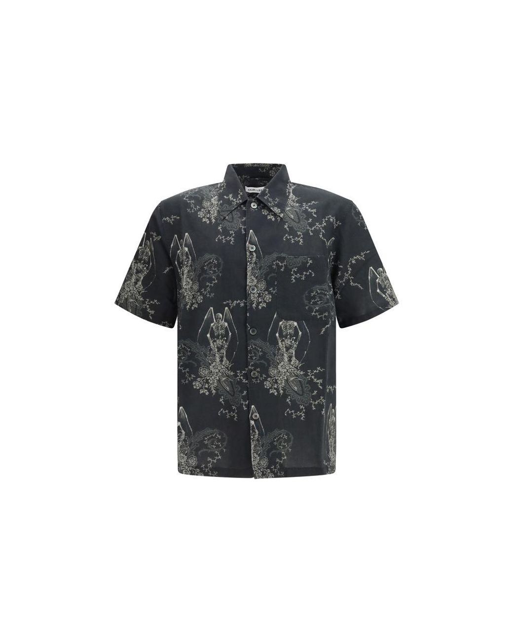Our Legacy Black Gray Cotton Pattern Shirt for men