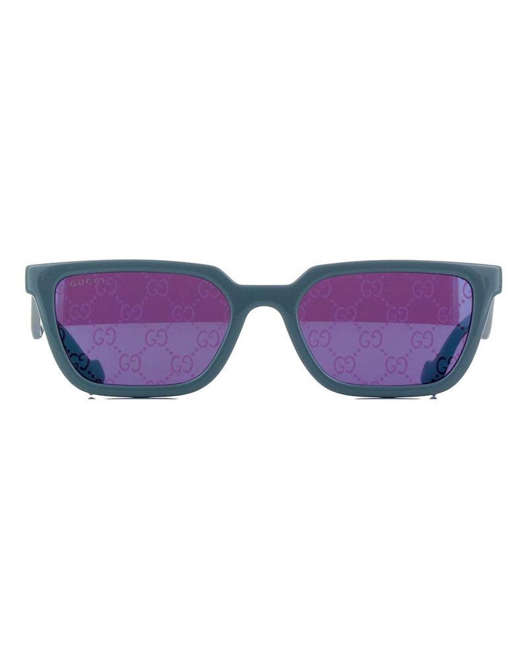 Gucci Purple Sunglasses Square Full Rim, Light Frame And-Light Mirror With Gg Pattern Lens Gg1539S003 for men