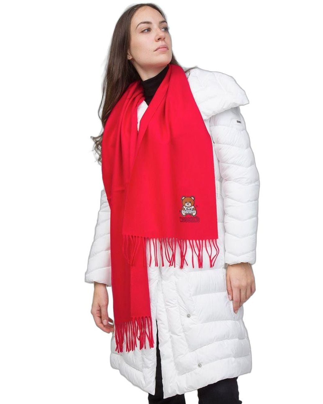Moschino Red Scarf Lambswool Accessories