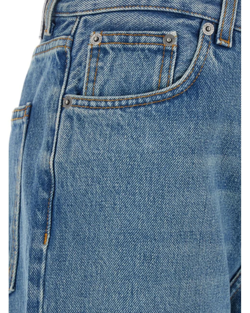 Haikure Blue Korea Jeans With Wide Leg And Logo Patch On The Rear
