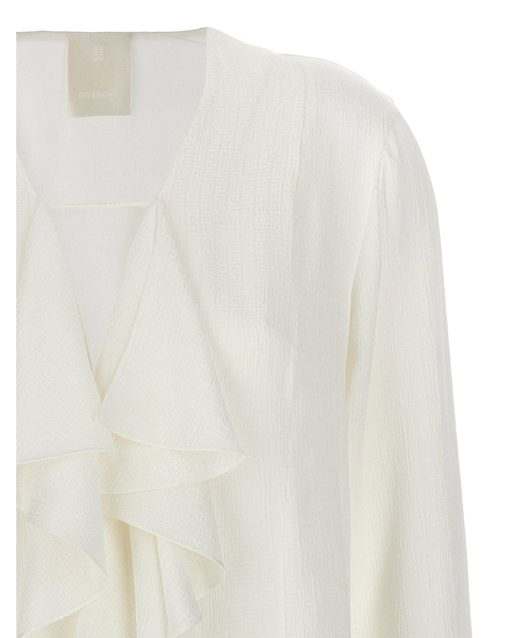 Givenchy White Ruffled Silk Blouse
