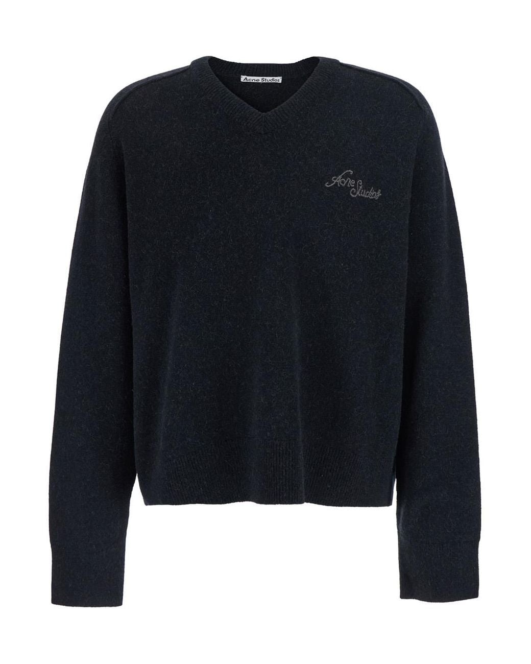 Acne Blue Cotton Round Neck Sweater Top for men