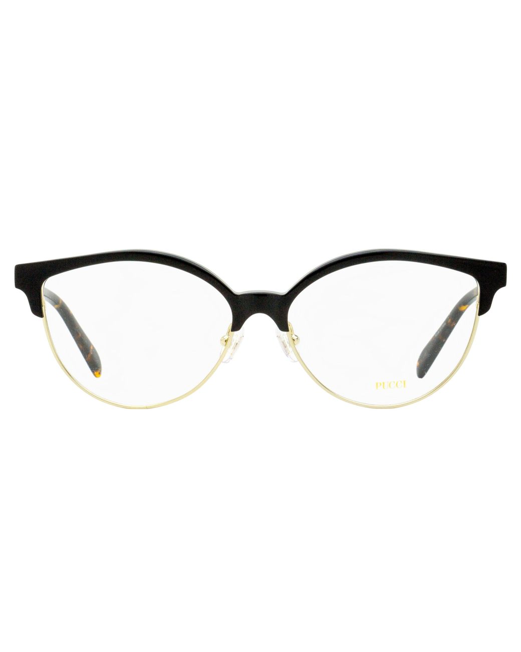 Emilio Pucci Black Pucci Oval Brow-Line Eyeglasses Ep5259 001- 55Mm Plastic (Acetate)/Metal
