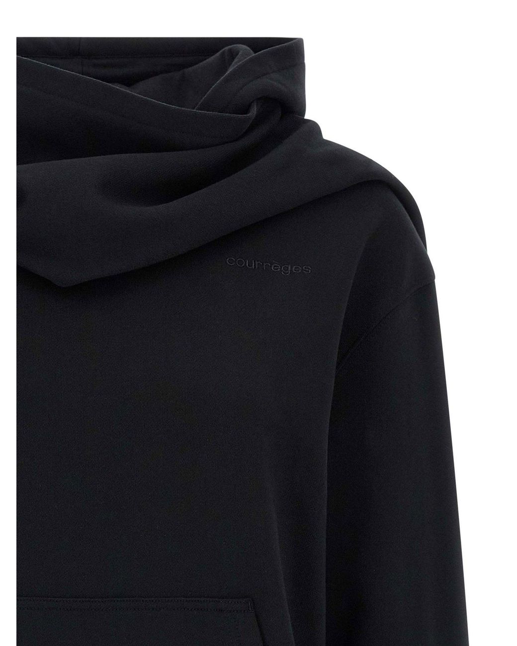 Courreges Blue Brushed Cotton With Tone-On-Tone Embroidery Hoodie