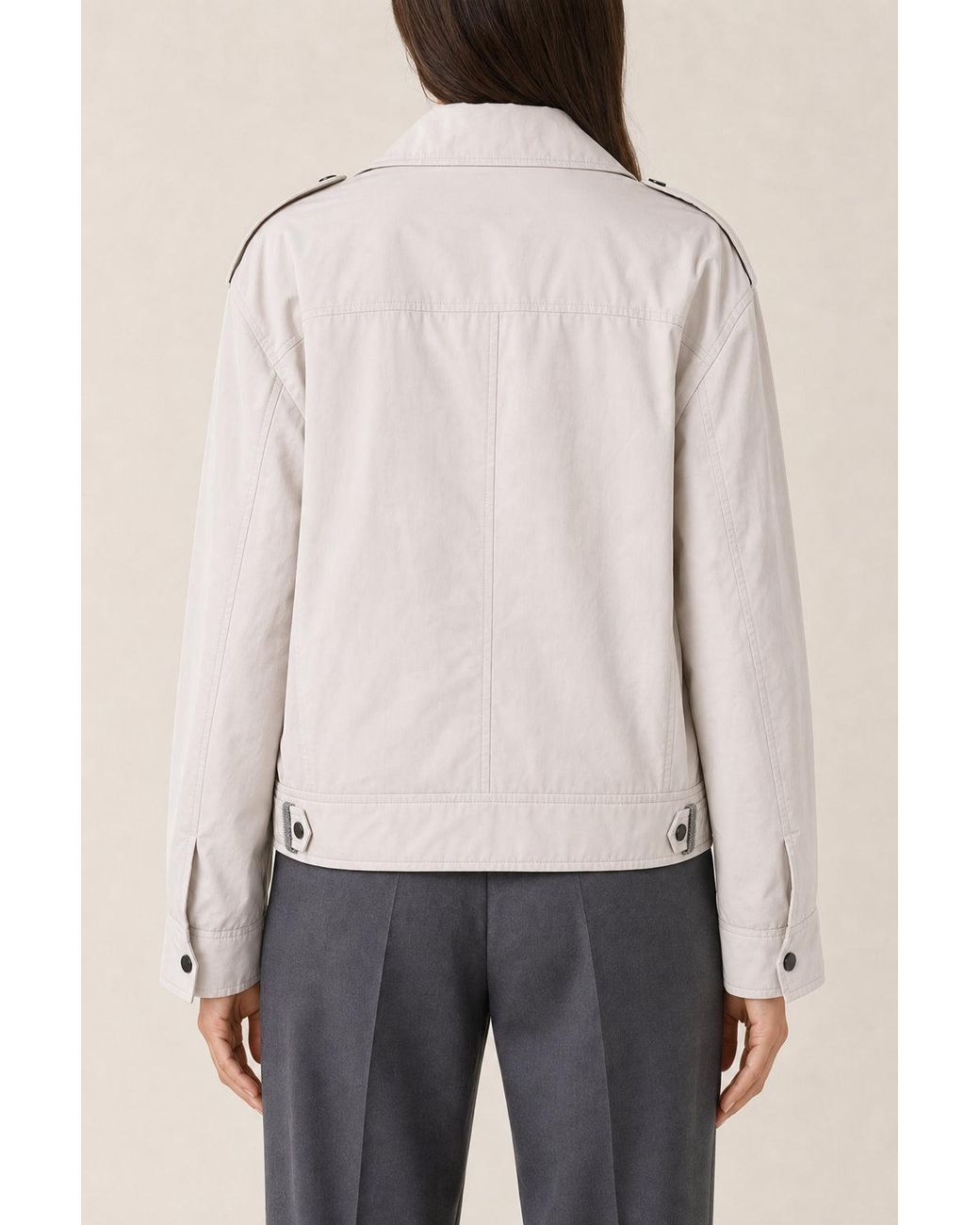 Brunello Cucinelli Natural Biker Jacket