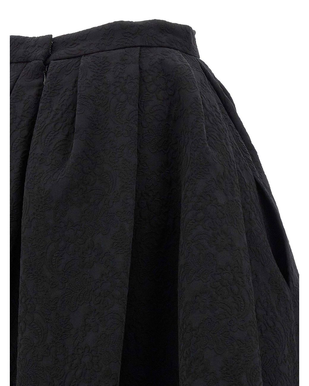 Carolina Herrera Black Cotton Jacquard Full Skirt