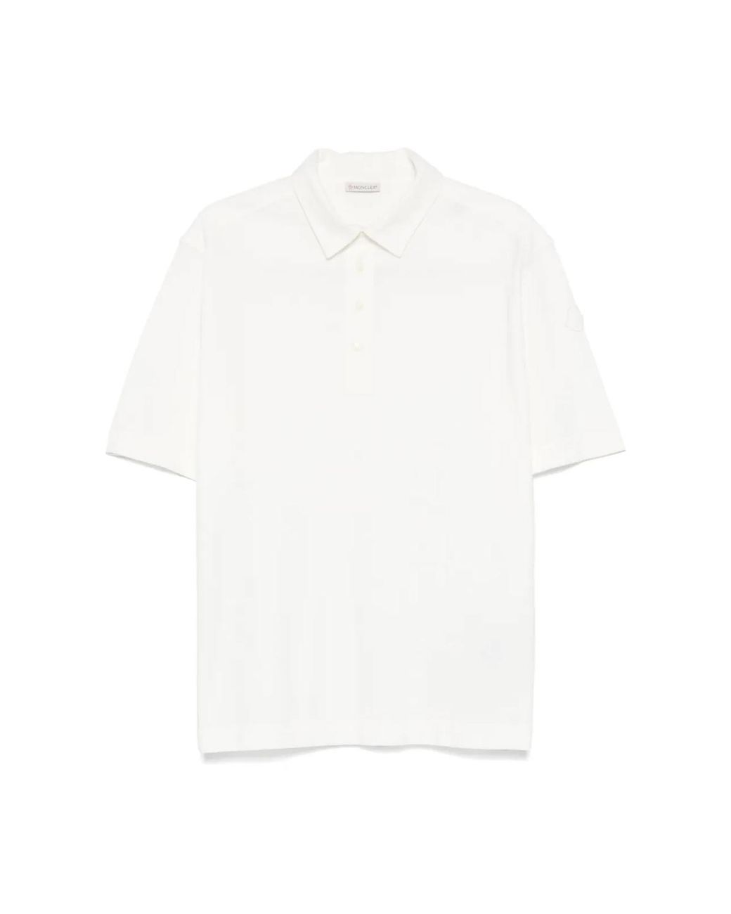 Moncler White Logo Patch Polo Shirt for men
