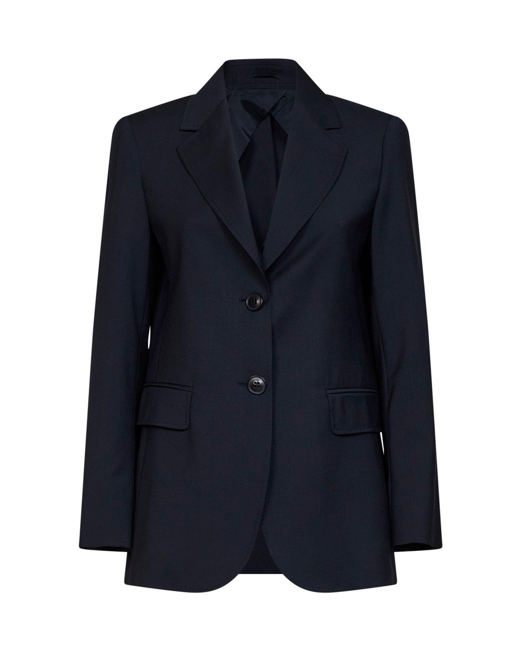 Max Mara Blue Single-Breasted Blazer Mstassenzi Virgin Wool Jacket