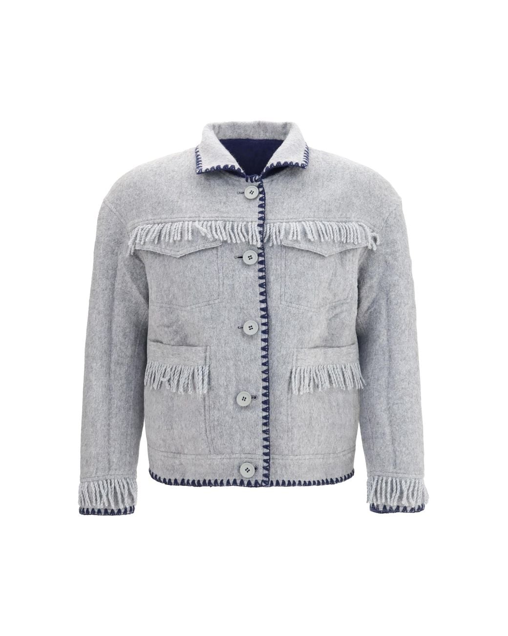 BAZISZT Blue Vedu Reversible Alpaca And Wool-Blend Jacket for men