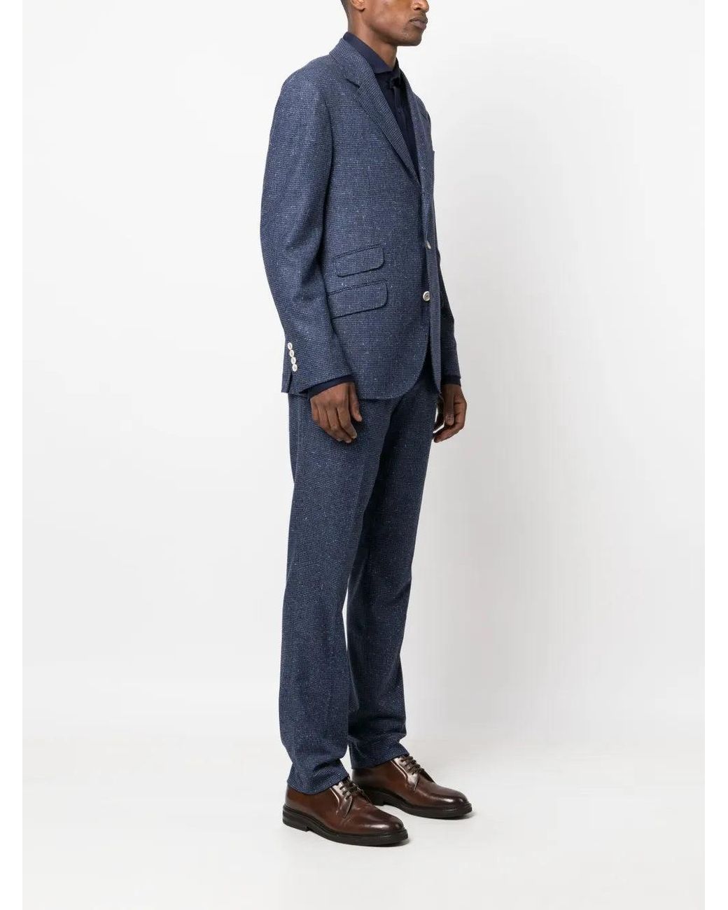 Brunello Cucinelli Blue Wool Tailored Suit for men