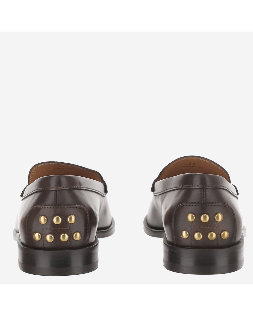 Tod's Brown Leather Loafers With Rear Studs