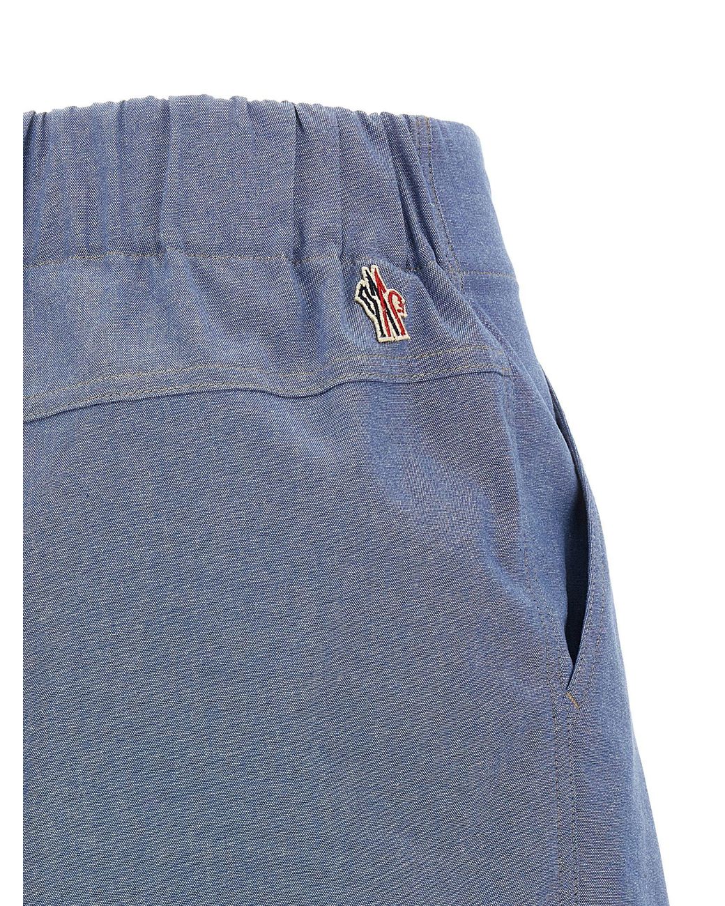 Moncler Blue Pleated Chambray Bermuda Shorts