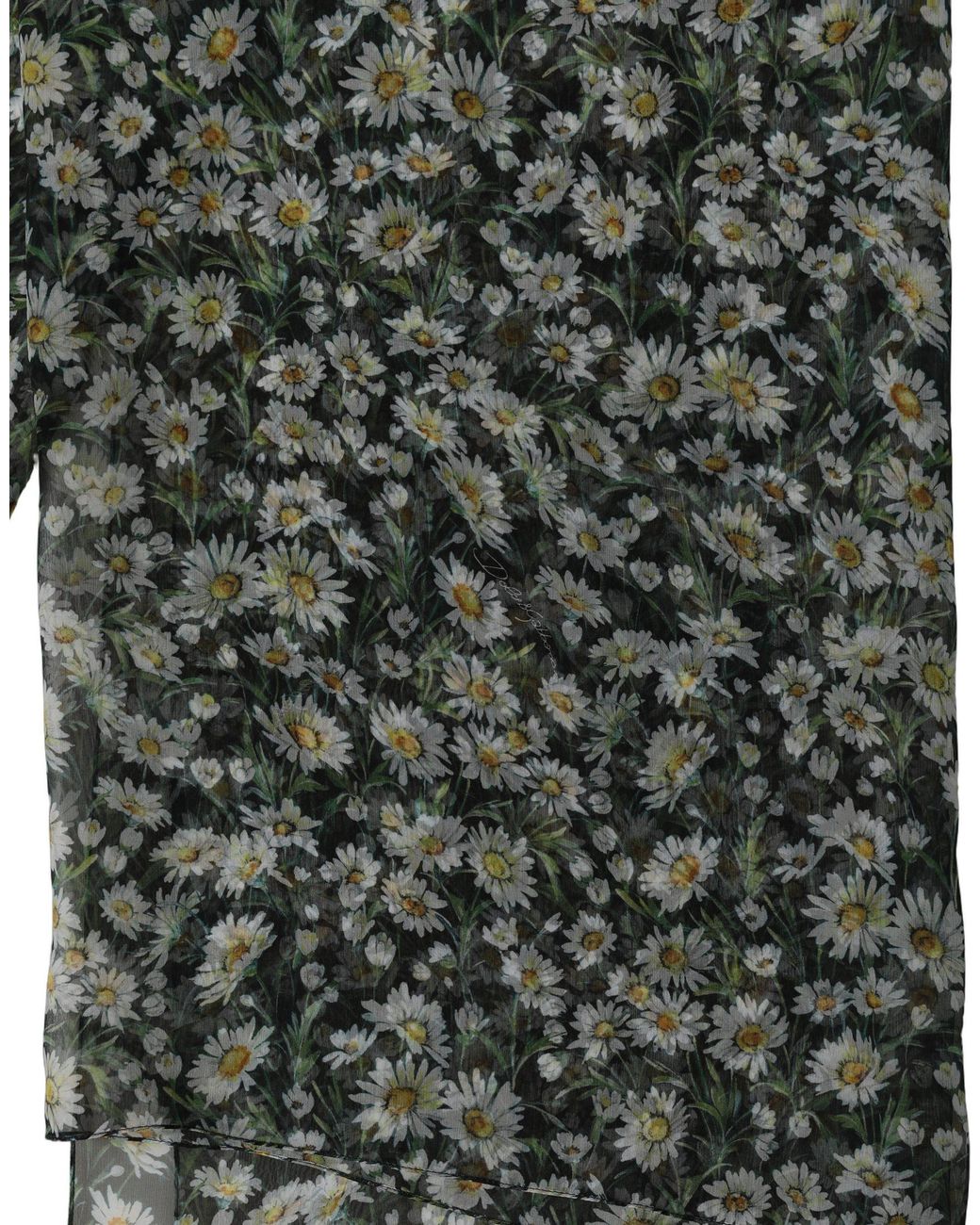 Dolce & Gabbana Green Silk Daisy Chiffon Long Stole Scarf And