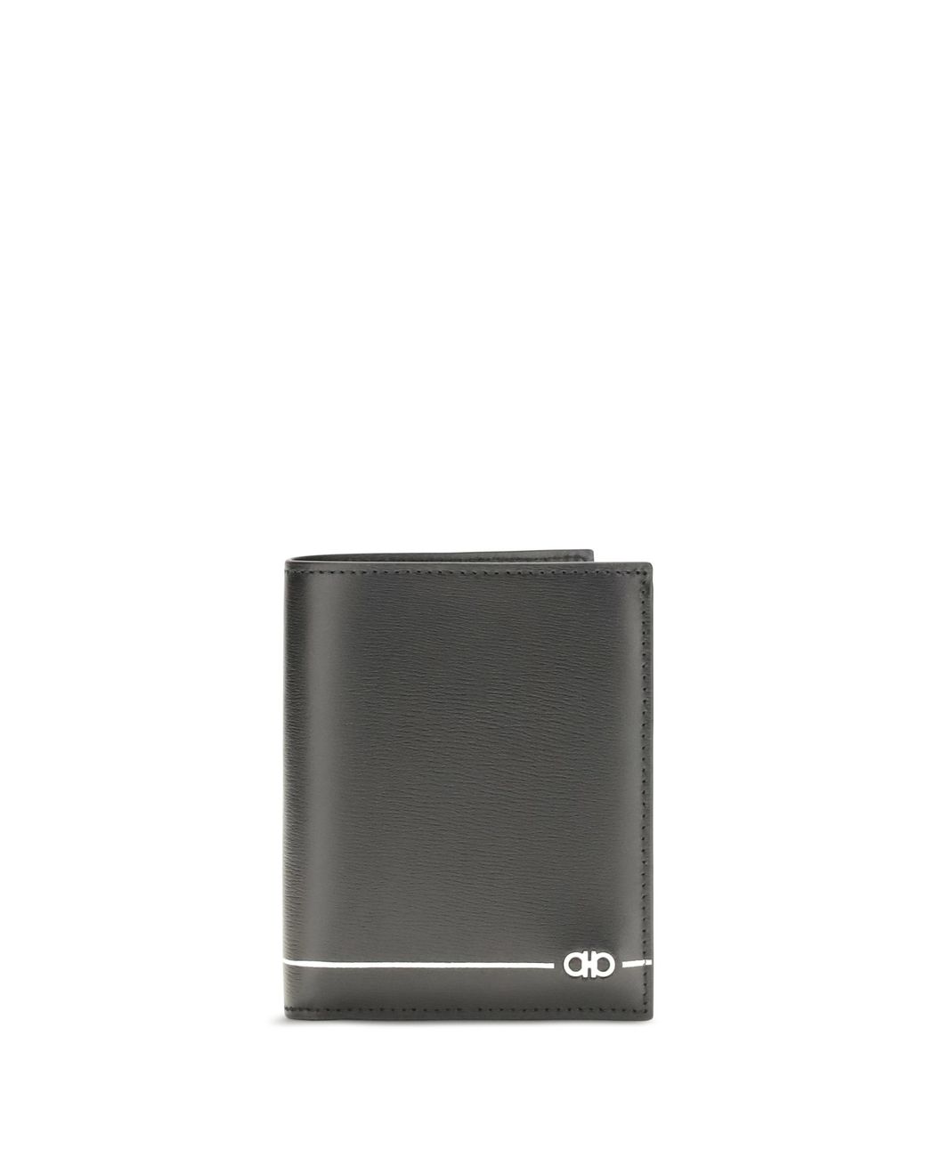 Ferragamo Black Bifold Wallet Gancini Calfskin Calf Leather Umbrellas for men