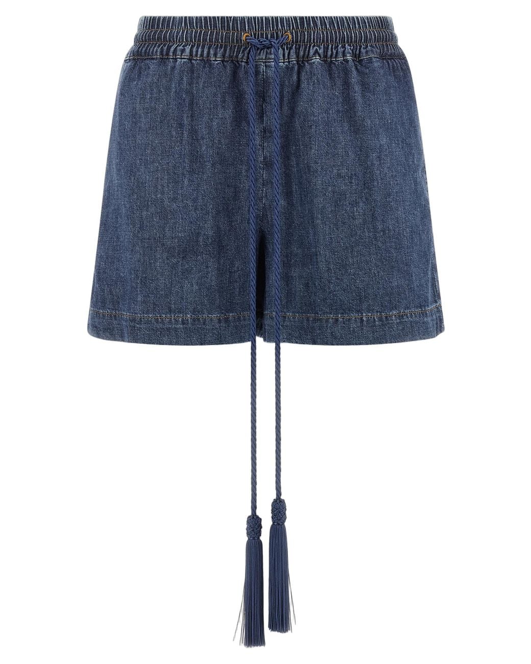 Valentino Garavani Blue Cotton Denim Bermuda Shorts