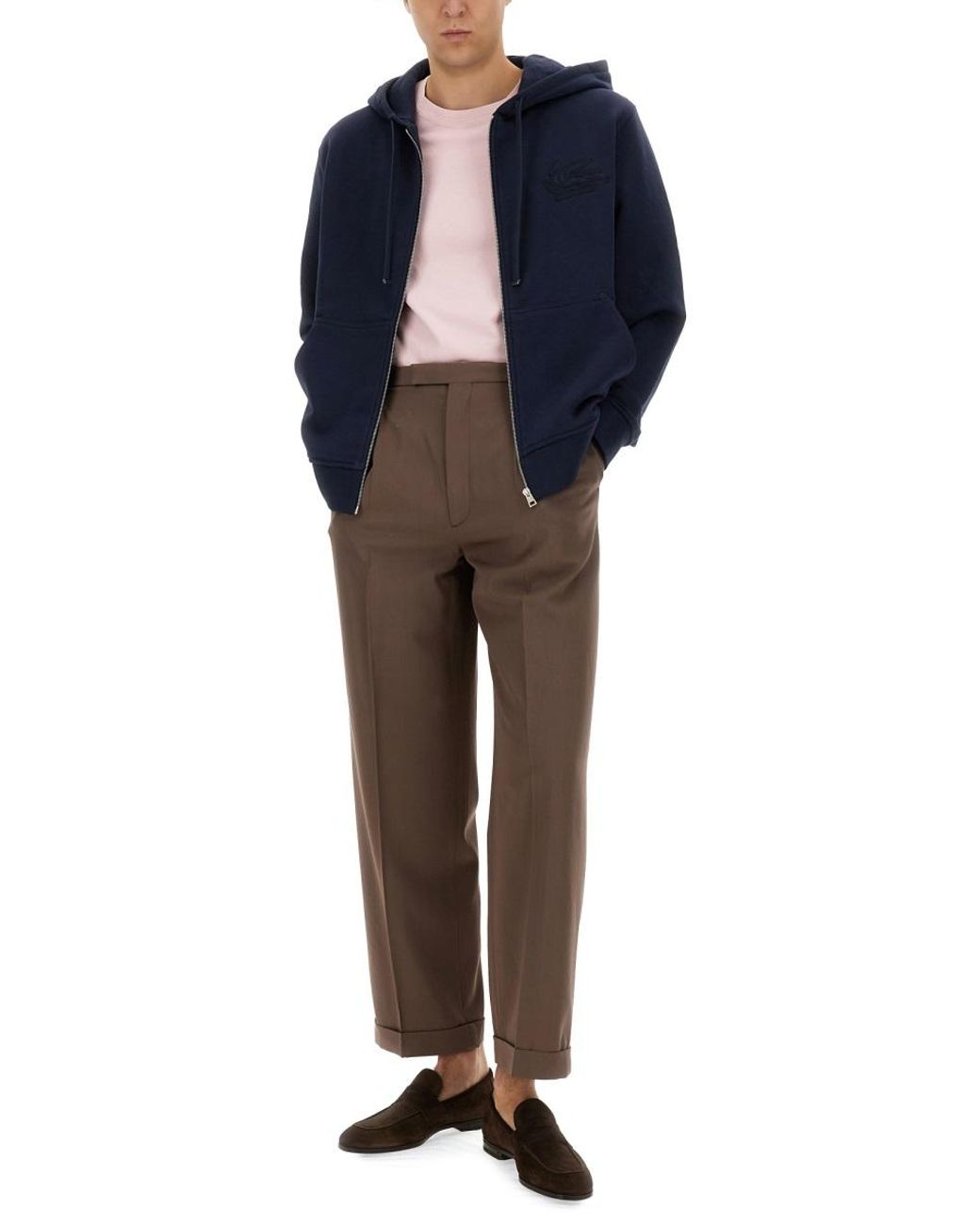 Etro Blue Hoodie Cotton Sweatshirts for men