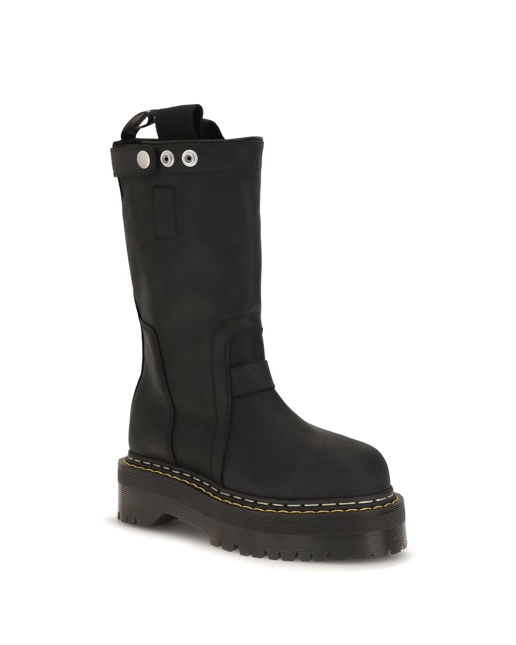 Rick Owens Black Quad Sole Pull-On Boots Upper: Nubuck; Sole: Rubber