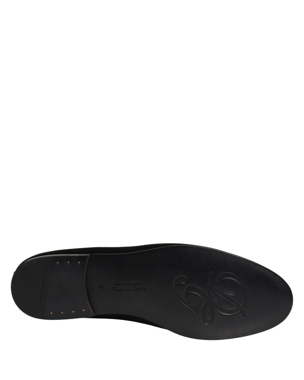 Dolce & Gabbana Black Satin Logo Slip On Flats Loafers Shoes Leather for men
