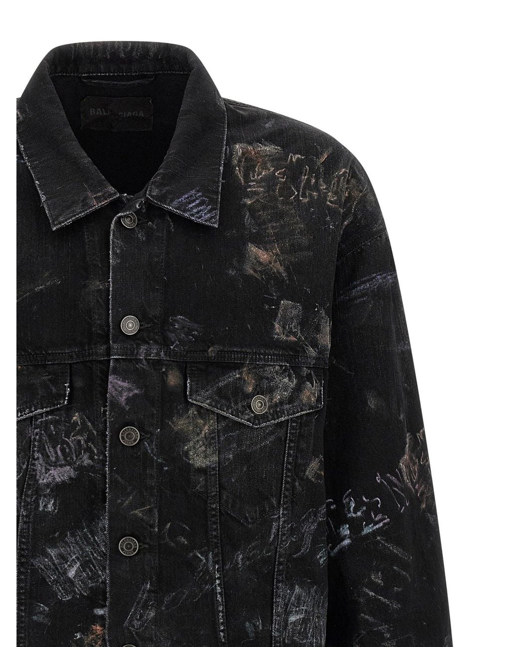 Balenciaga Black Washed Crayon Cotton Denim Jacket