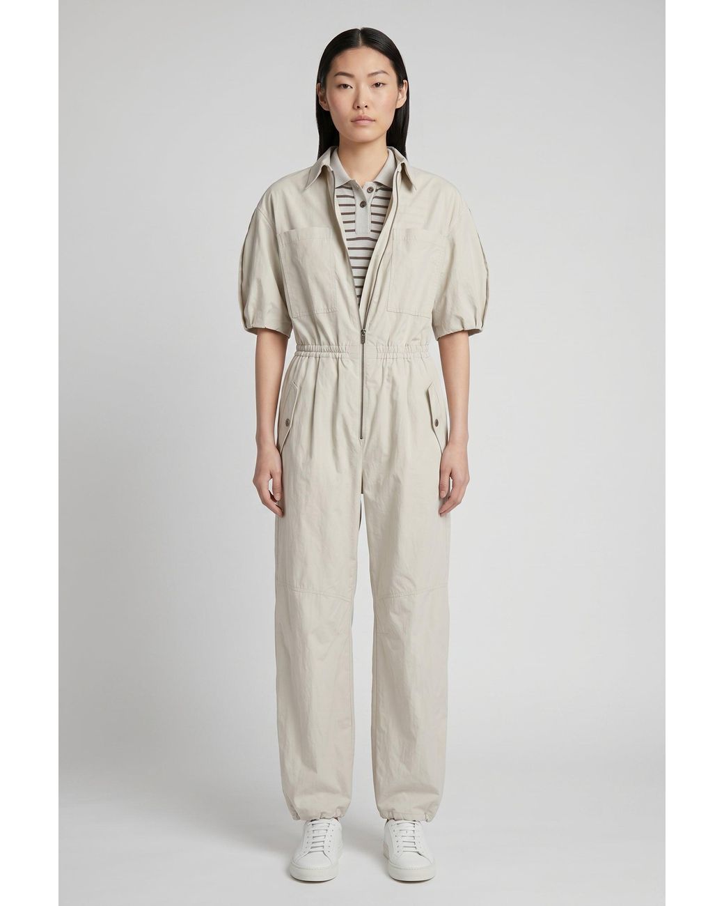 Brunello Cucinelli Natural Light Relaxed Jumpsuit