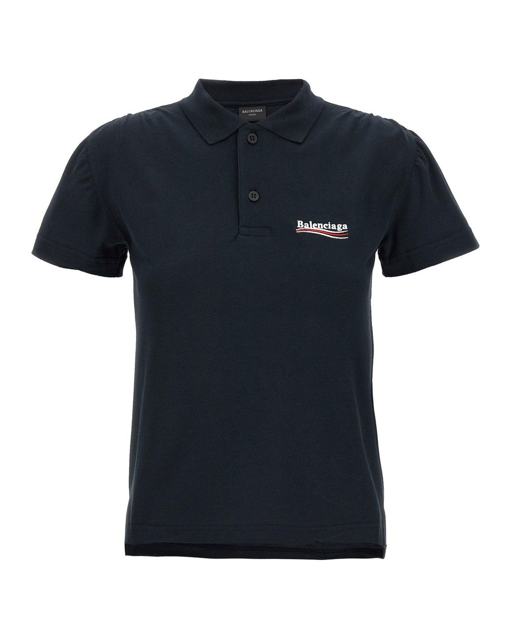 Balenciaga Black Logo-Embroidered Piqué Polo Shirt