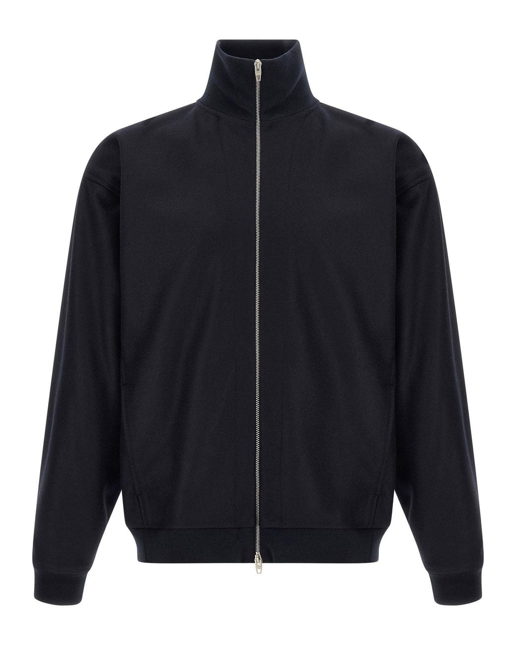Jil Sander Blue Wool High-Neck Jacket