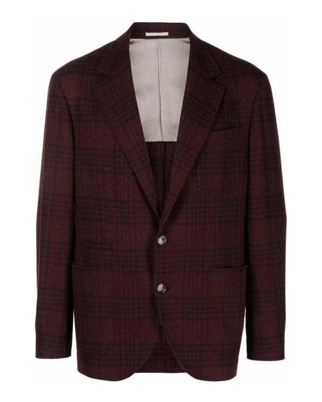 Brunello Cucinelli Purple Wool Blazer for men