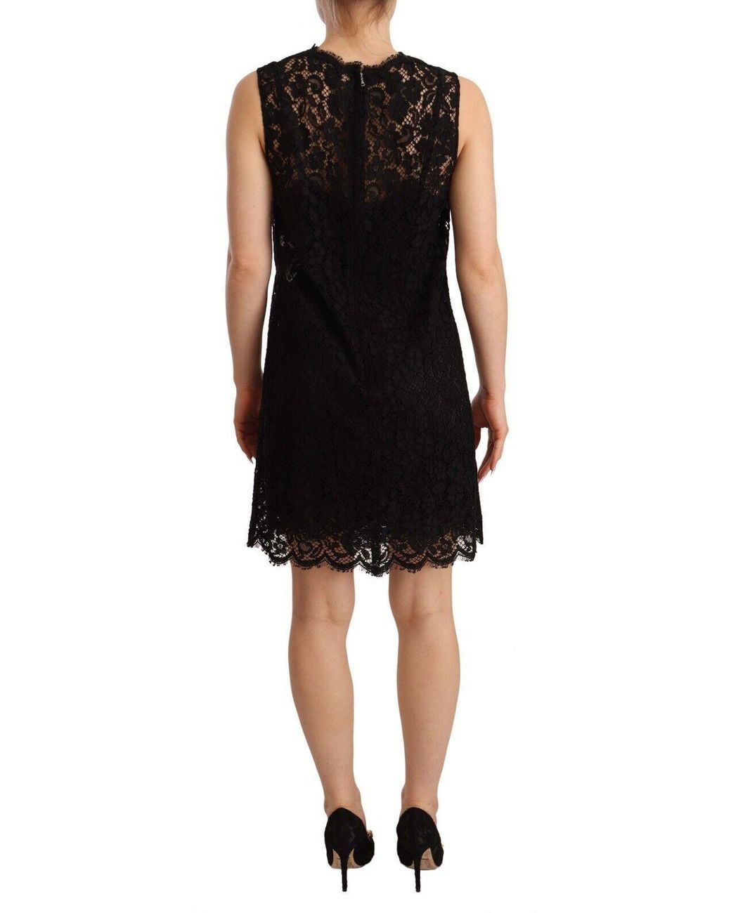 Dolce & Gabbana Black Elegant Floral Lace Sheath Dres