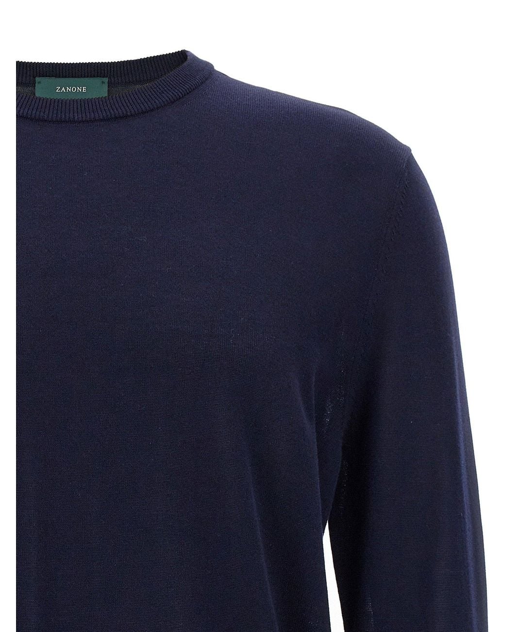 Zanone Blue Crew Neck Cotton Sweater for men