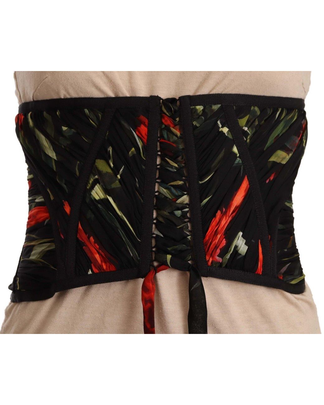 Dolce & Gabbana Black Elegant Silk Corset Belt Top