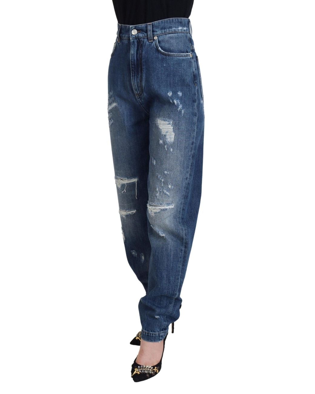 Dolce & Gabbana Blue Distressed Denim Jeans Ripped