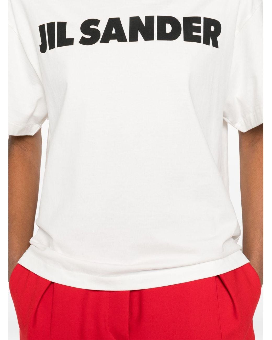 Jil Sander White Logo Cotton T-Shirt