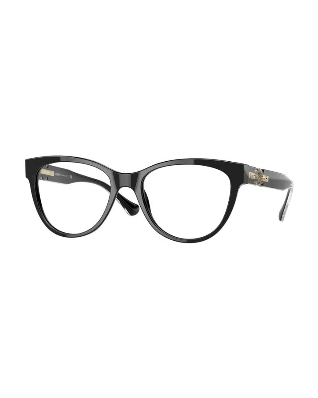 Versace Black Eyeglasses Cat Eye Full Rim, Frame And Clear Demo Lenses Lens Ve3304Gb1 Sunglasses
