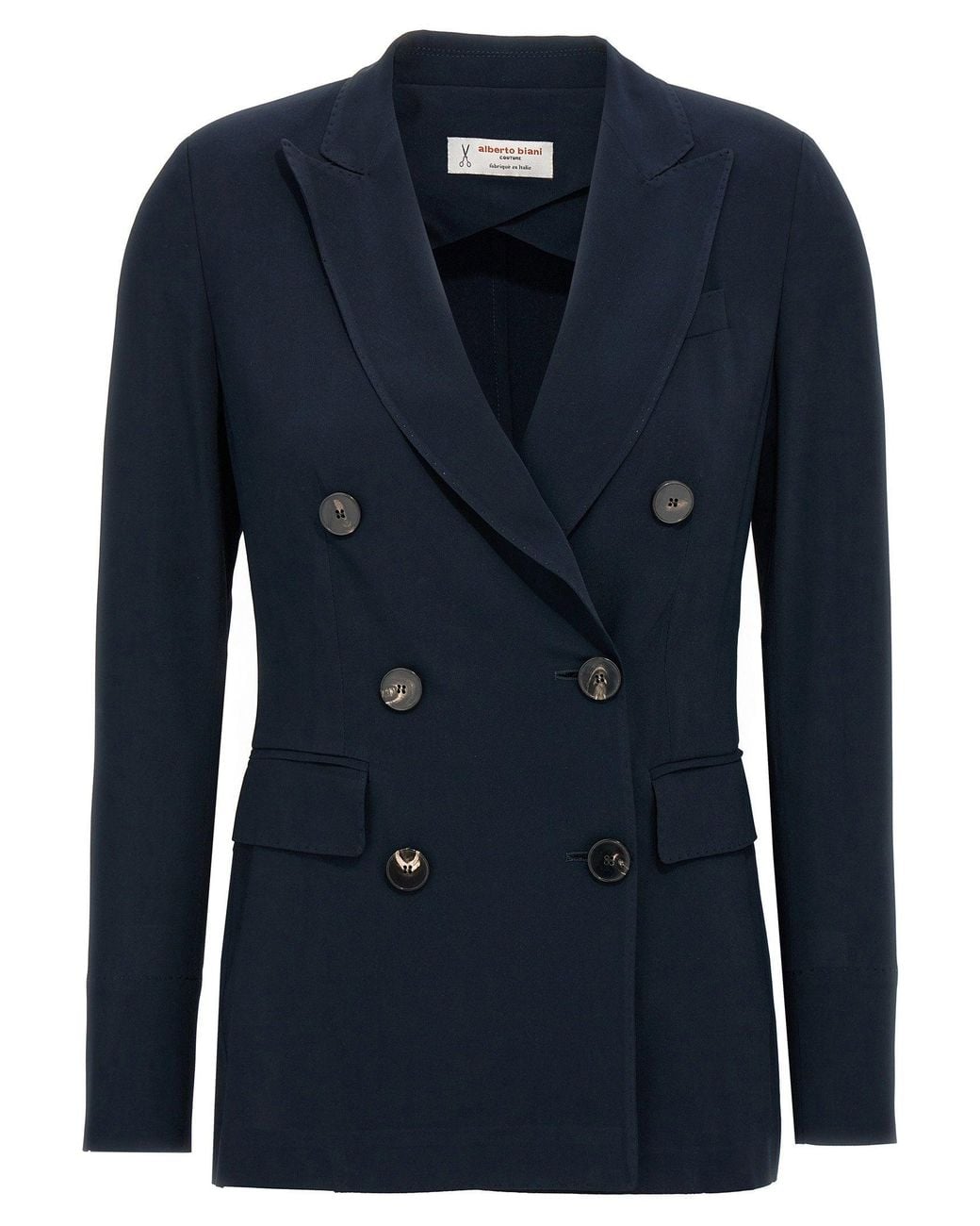 Alberto Biani Blue Double-Breasted Viscose Blazer