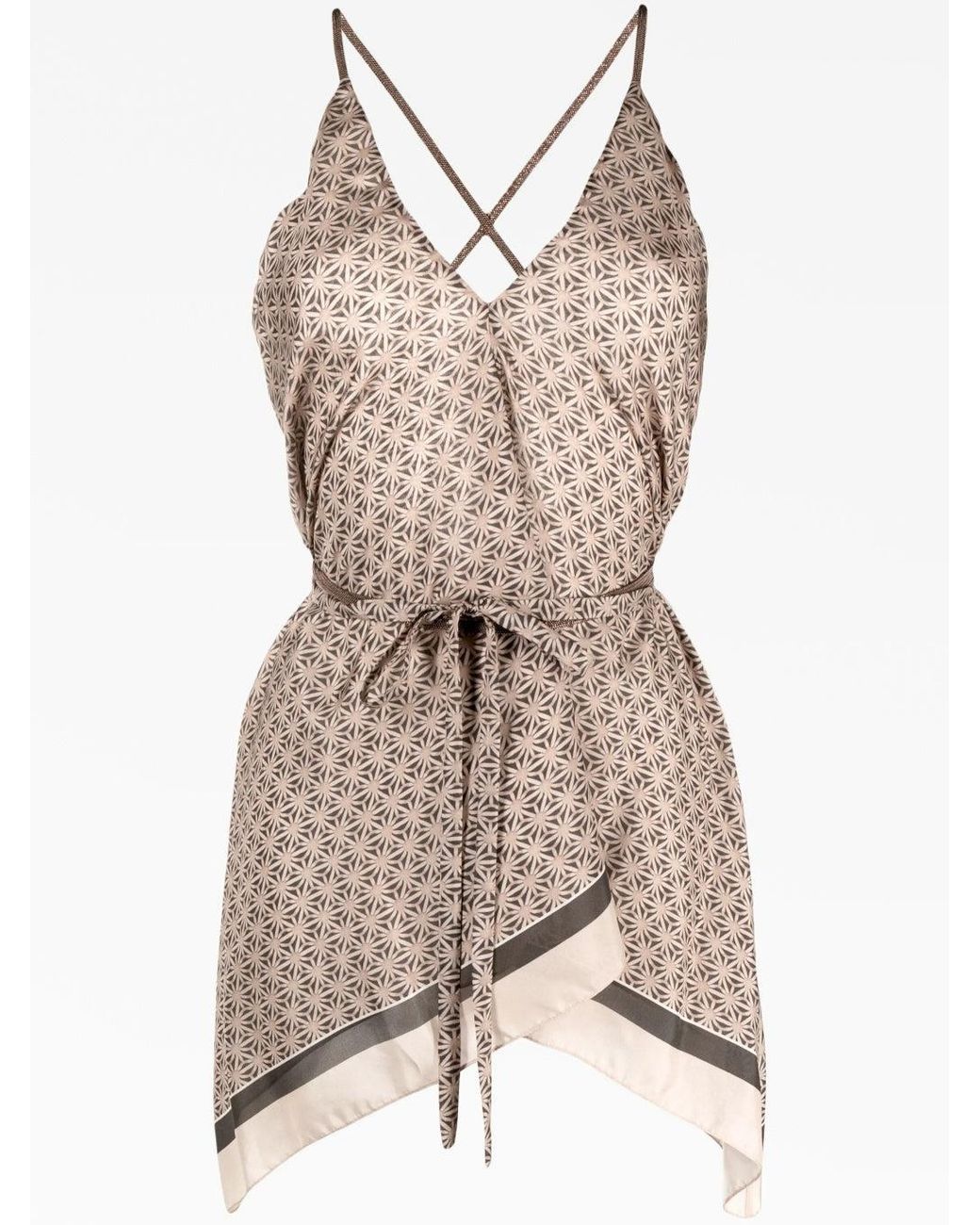 Brunello Cucinelli Natural Patterned Silk Camisole Top