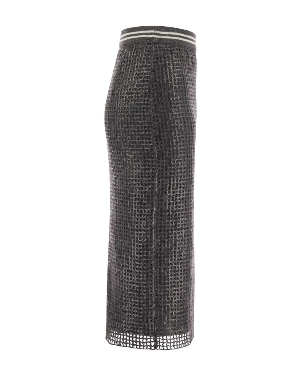 Brunello Cucinelli Gray Dark Textured Skirt