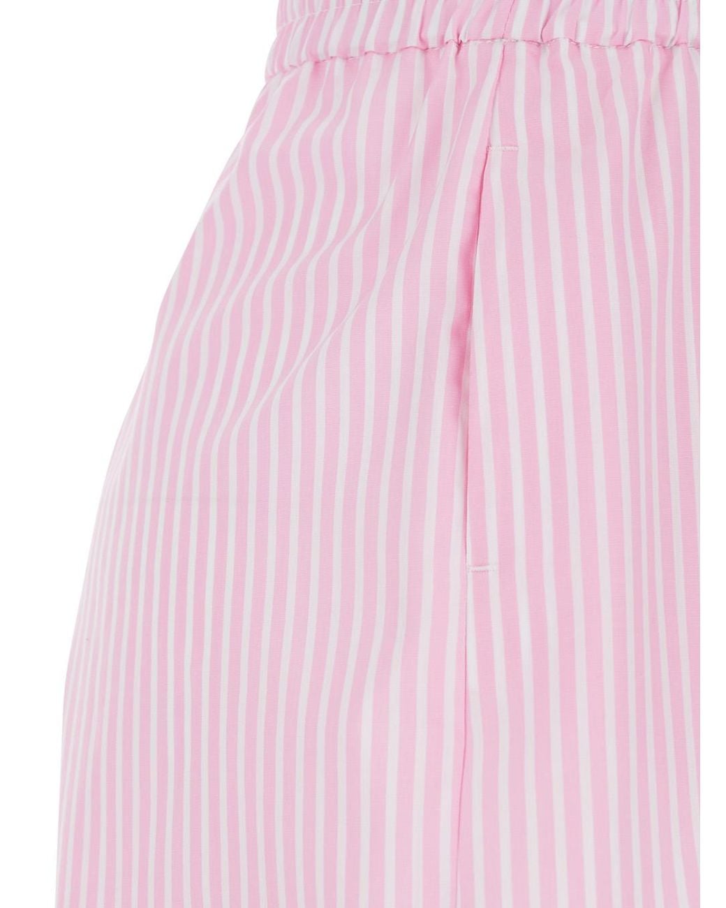 Le Plain Pink Striped Fabric Shorts For And Bermuda