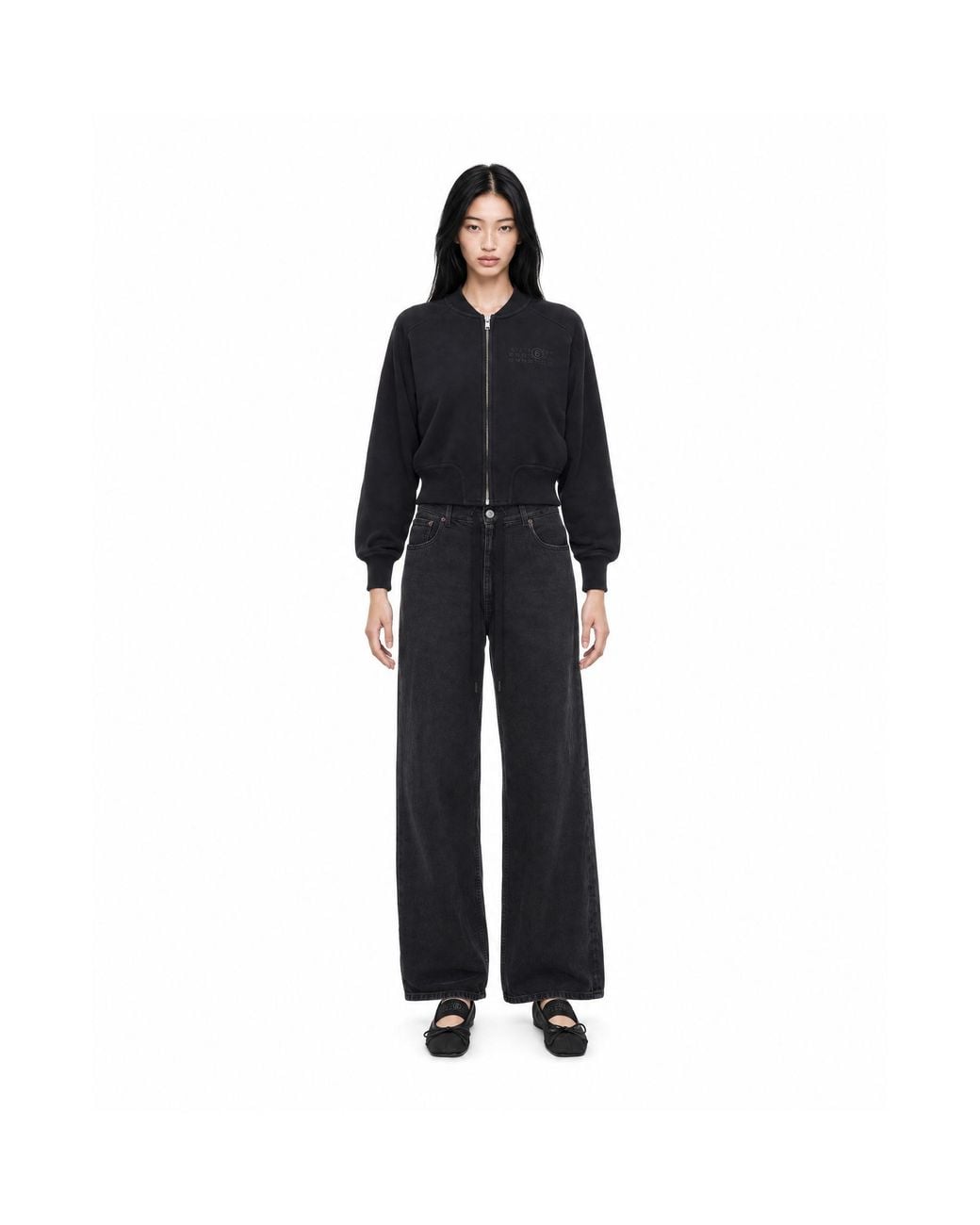 MM6 by Maison Margiela Black Bomber Sweatshirt Primary Fabric: Cotton Sweater