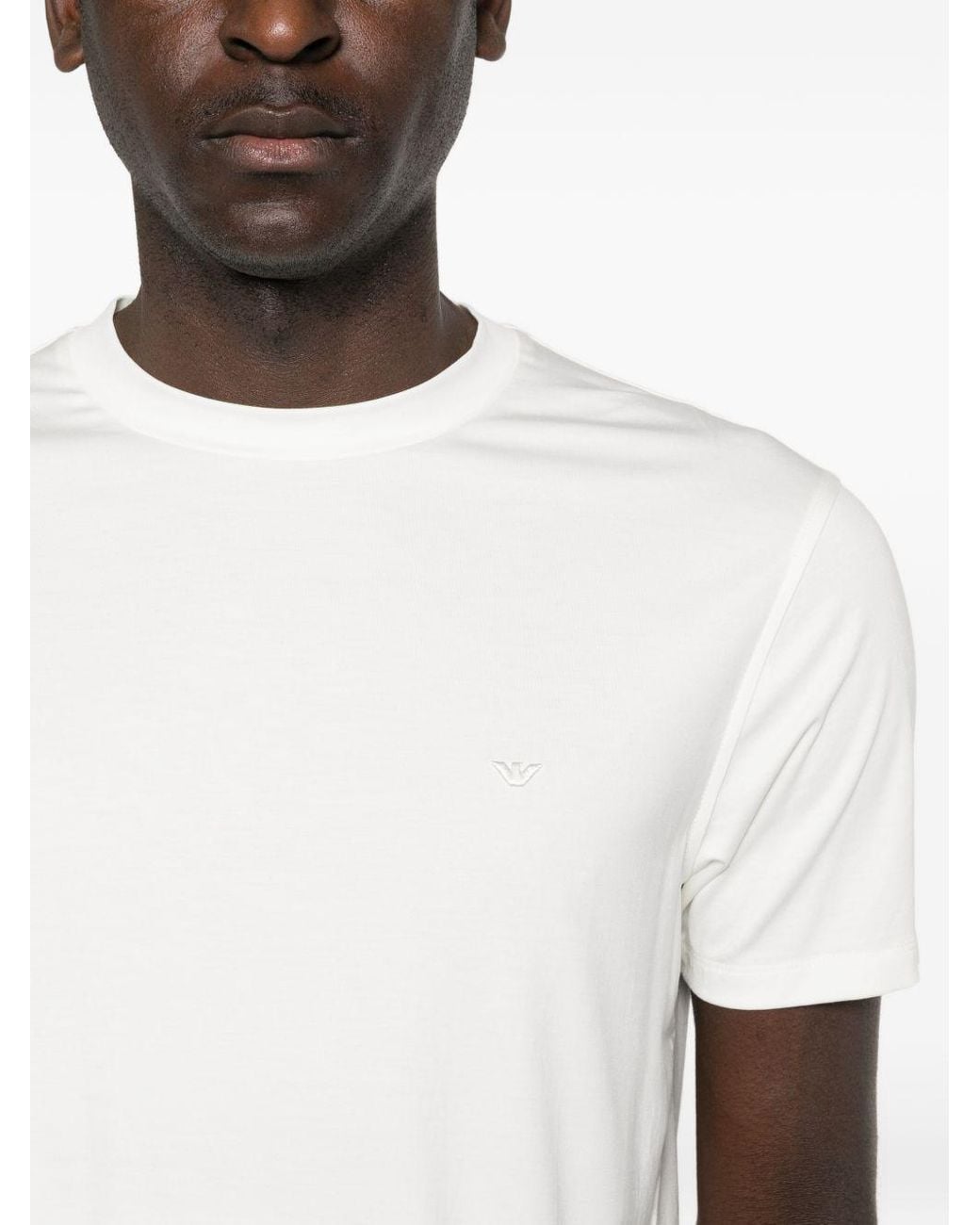 Emporio Armani White Modal And Silk Blend T-Shirt